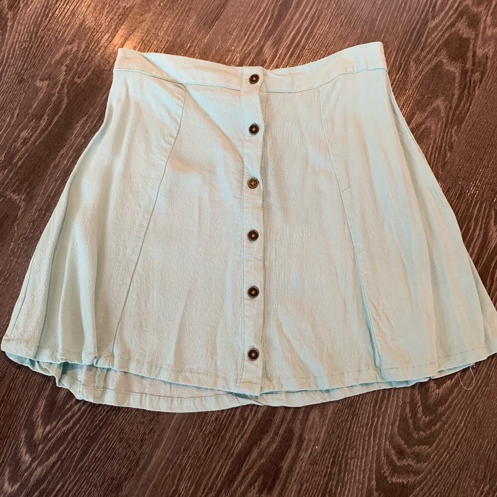 Teal Button Up Mini Skirt in XS